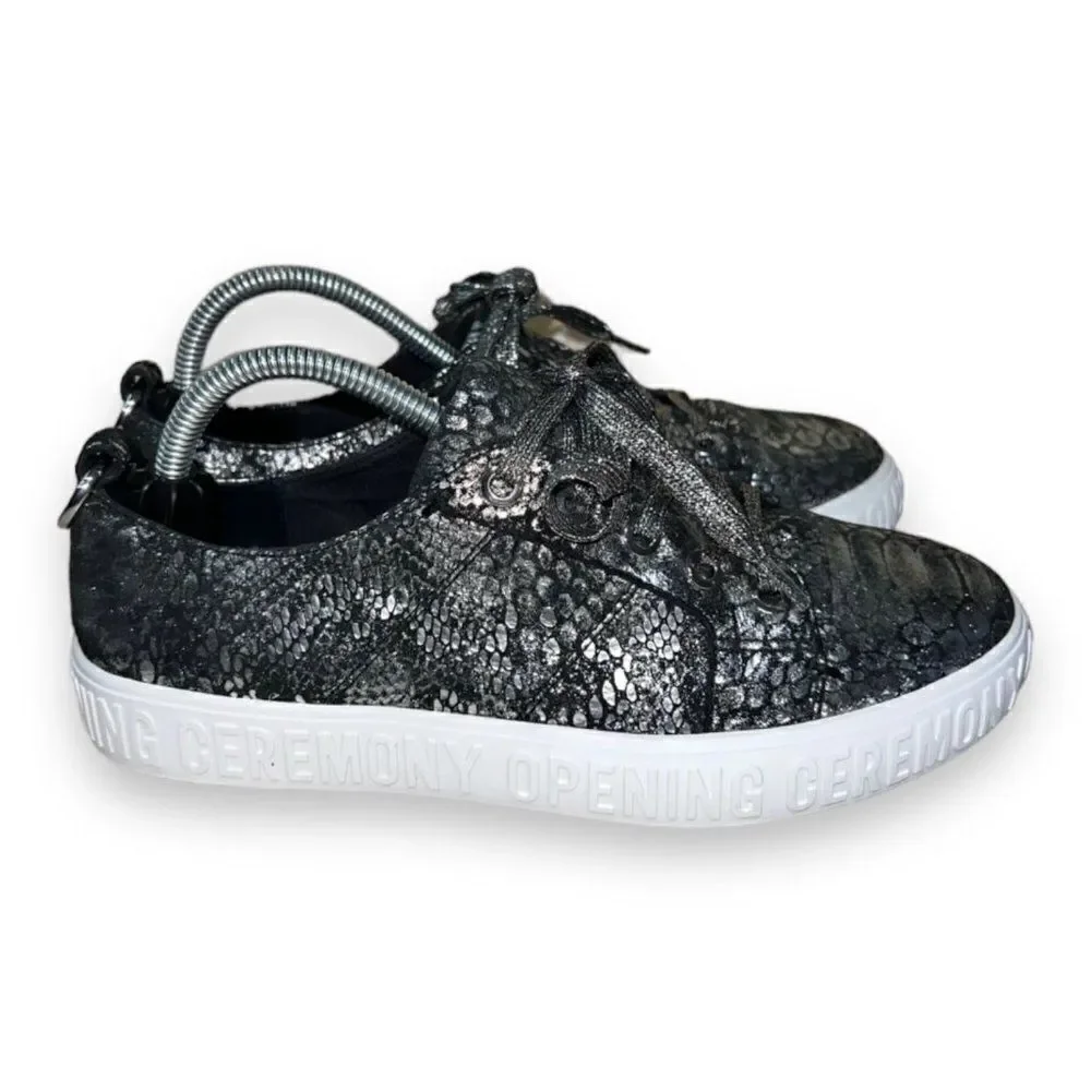 Opening Ceremony Mina Logo Metallic/Black Snake Skin Print‎ Sneakers Women's 6